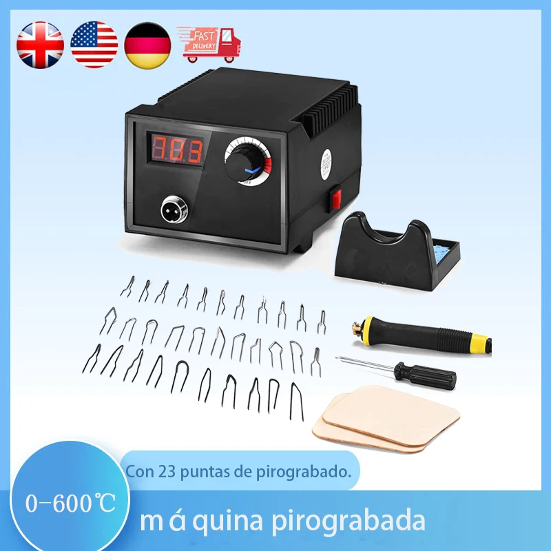 

Pyrography Machine Wood Craft Soldering Kit for Wood/Leather/Gourd Multifunctional Wood Burning Pyrography Pen with 23 Pcs Tools