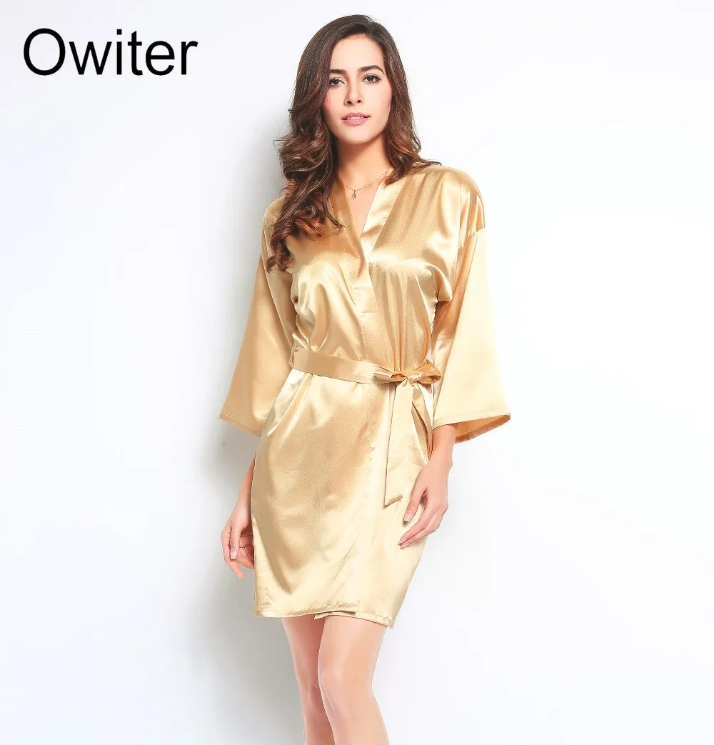 Bridesmaid Robes Silk Robe Bride Robe Short Satin Robe Women Wedding Robe Bathrobe Sleepwear Dressing Gown Plus Size Belt
