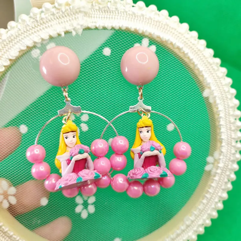 

Disney Cartoon Resin Princess Belle Asymmetric Earrings Asymmetry The Toy Story Ear Dacoration Accessories Ear Pendants