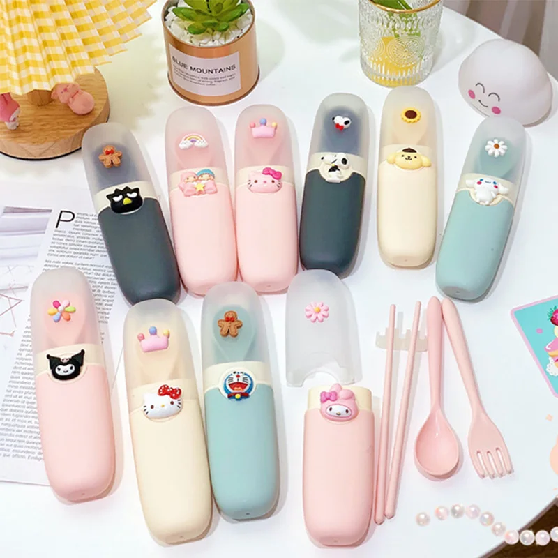 Новый экологичный портативный набор столовых приборов Kawaii Mymelody Kuromi Cinnamoroll из