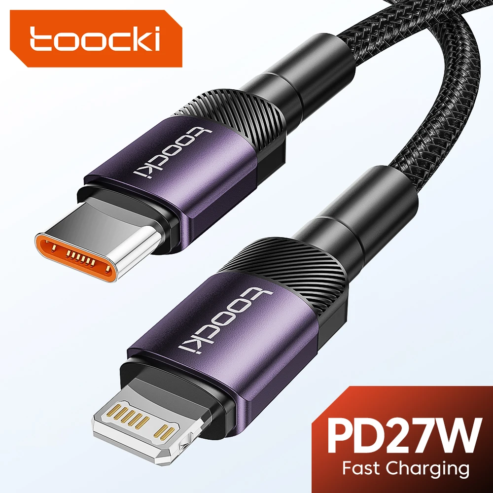 כבל Toocki PD 27W עבור iPhone 14 13 12 11 Pro Max 8 7 Plus Macbook טעינה מהירה 2.4A USB C לכבל תאורה נתונים