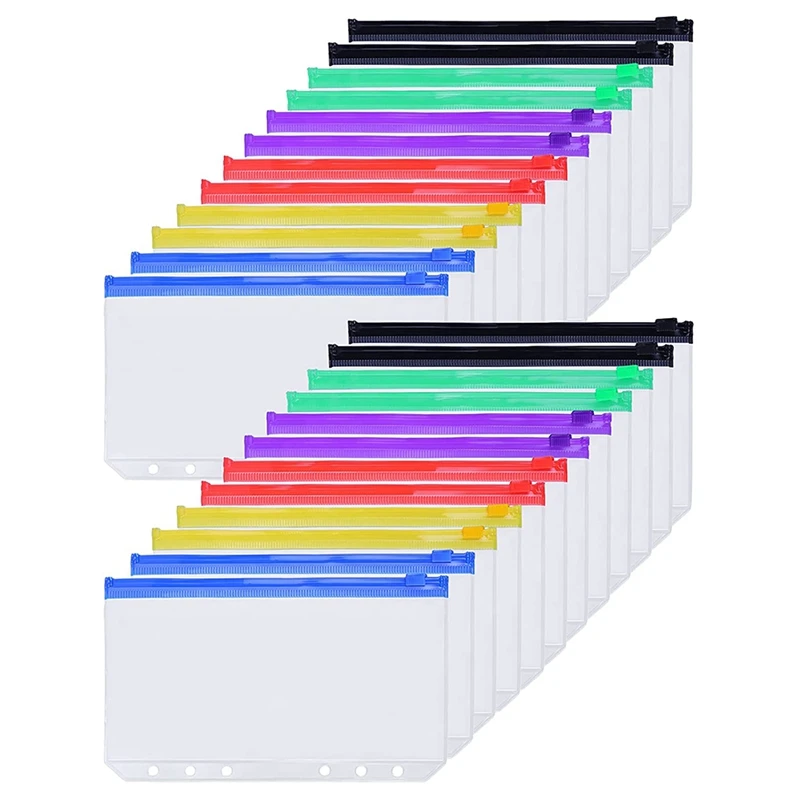 

A6 Binder Pocket 6 Hole Budget Cash Envelope Zipper Binder Bag Loose Leaf Bag Suitable For A6 Refillable Notebook Binder