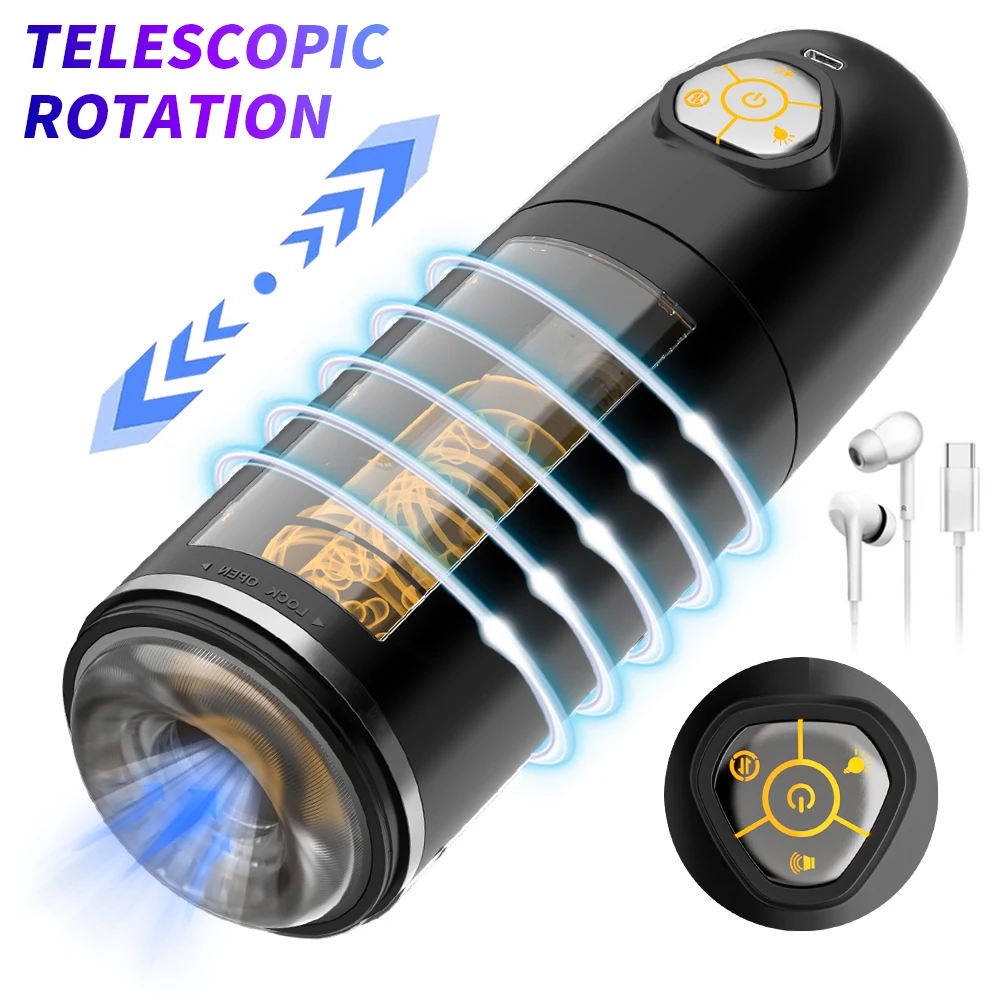 Автоматический вращающийся мужской мастурбатор телескопический красочный