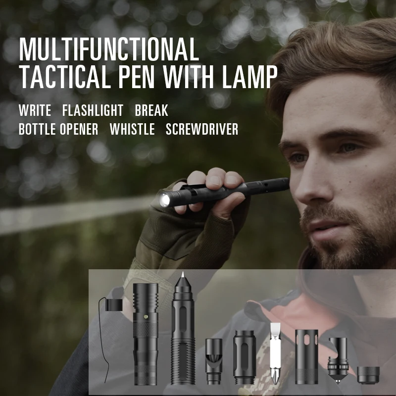 

ZSB-03 Tactical Pen Multitool Anti Skid Portable Self Defense Pen Steel Glass Breaker Survival Kit Aluminum EDC Tactical Gear