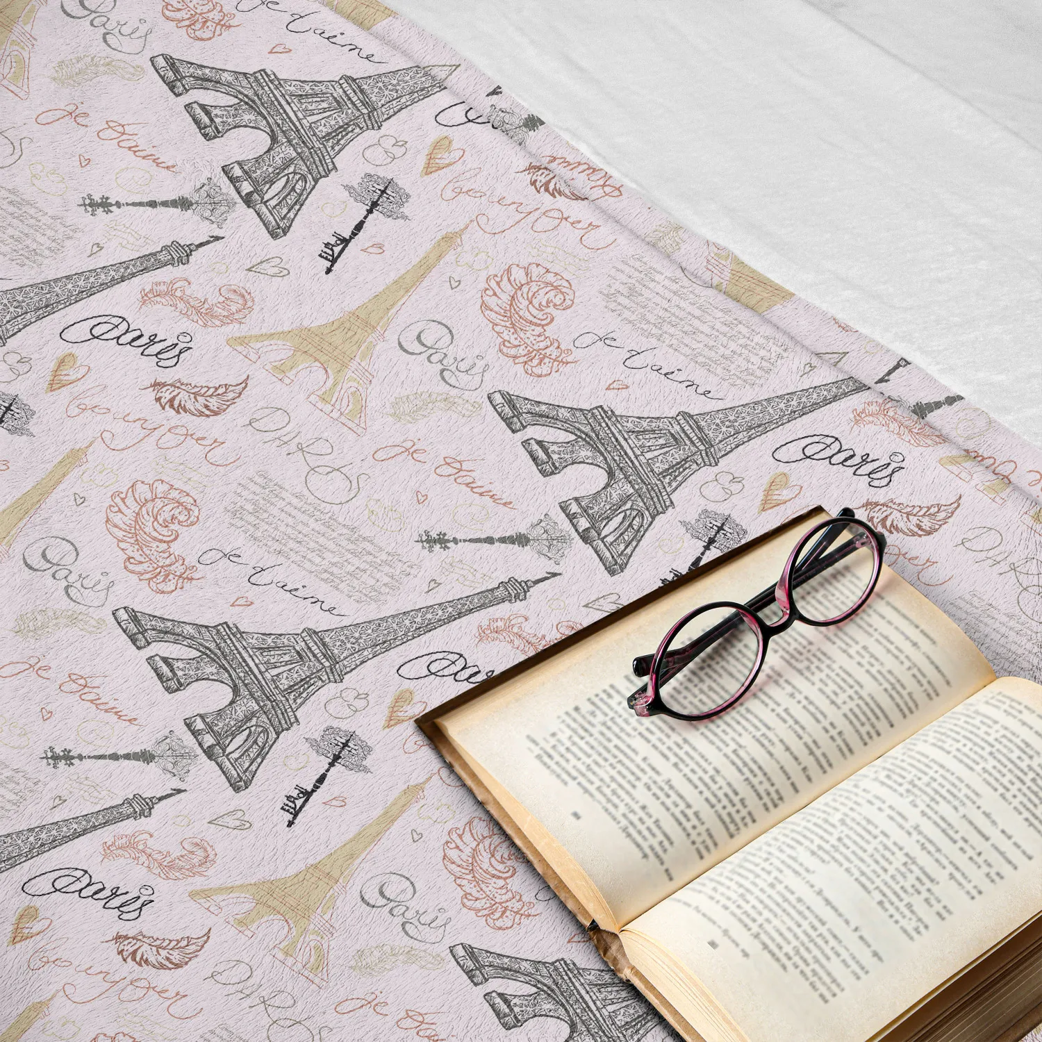 Плюшевое одеяло с изображением Парижа эскиз Эйфелевой башни ручной надписью