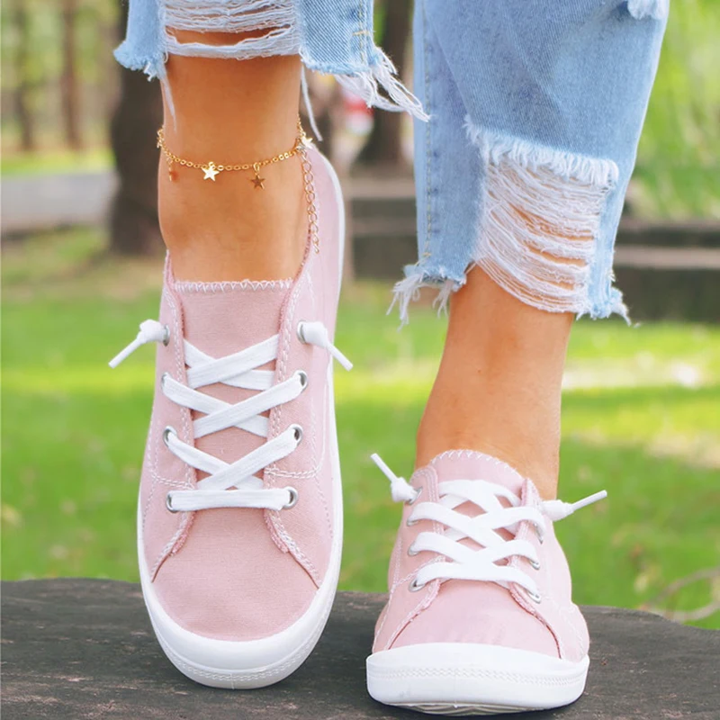 

Comem Vulcanize Shoes for Women Canvas Shoe Lightweight White Pink Flat Sport Woman Espadrilles 2023 Fashion Casual Sneakers 43