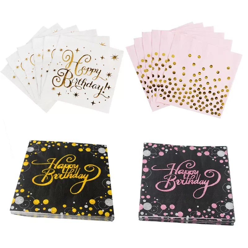 

45x45cm Happy Birthday Decoupage Paper Napkins Birthday Party Decoration Adult Tissue Napkin Dinner Lunch Dessert Table Supplies