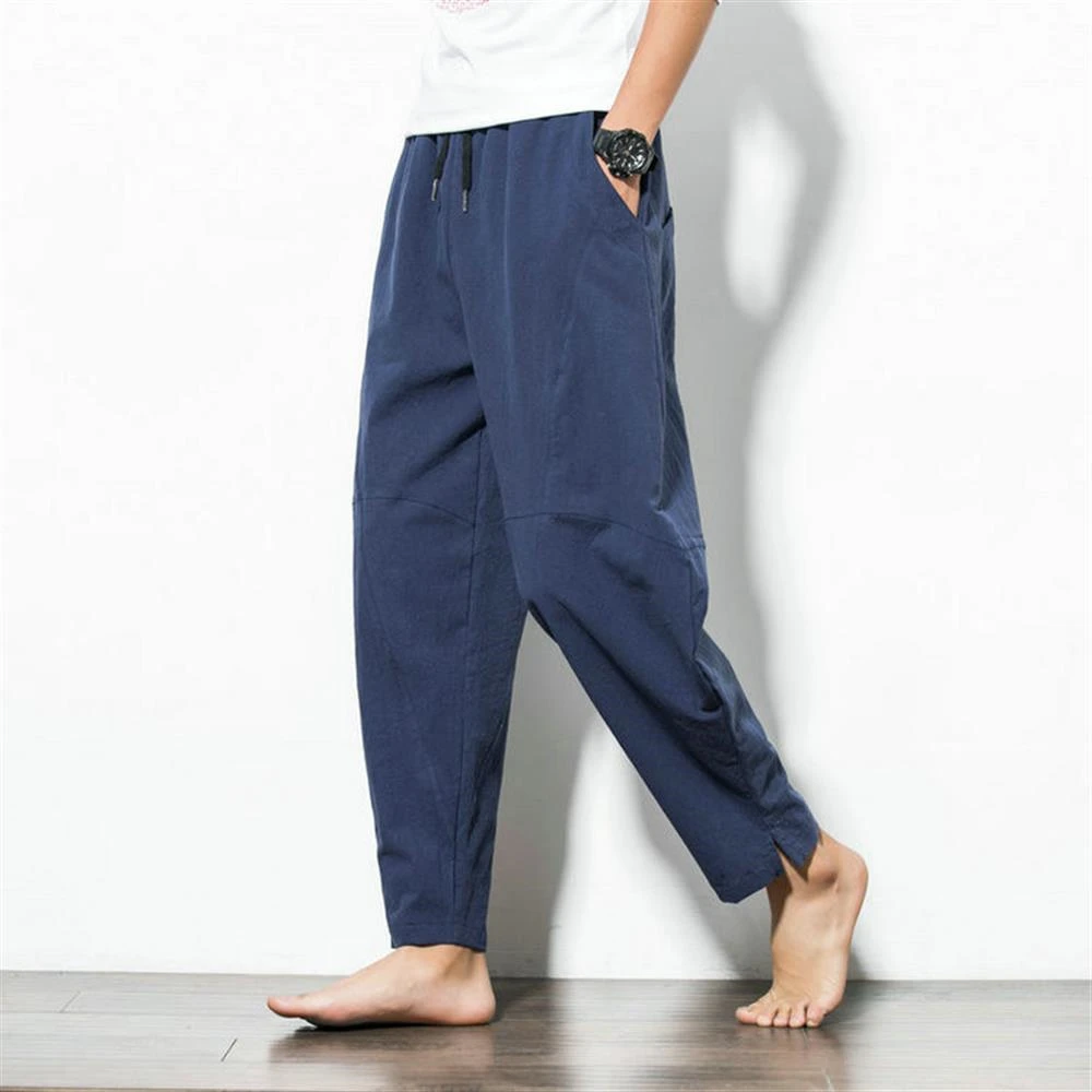 

Casual Pants Men Summer Fashion Solid Color Drawstring 2022 Mens Clothing Pockets Daily Plus Size Trousers Men Pants