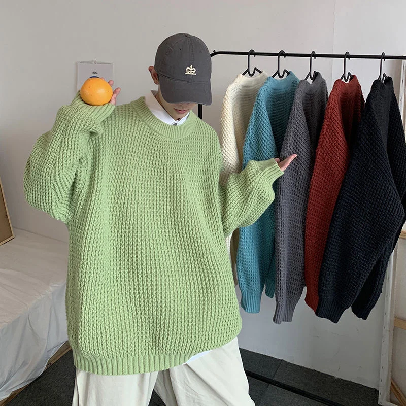 

Privathinker Korean Solid Men Oversized Sweaters Autumn Winter Warm Man Knitten Pullovers 2022 Harajuku Male Casual Sweater Tops