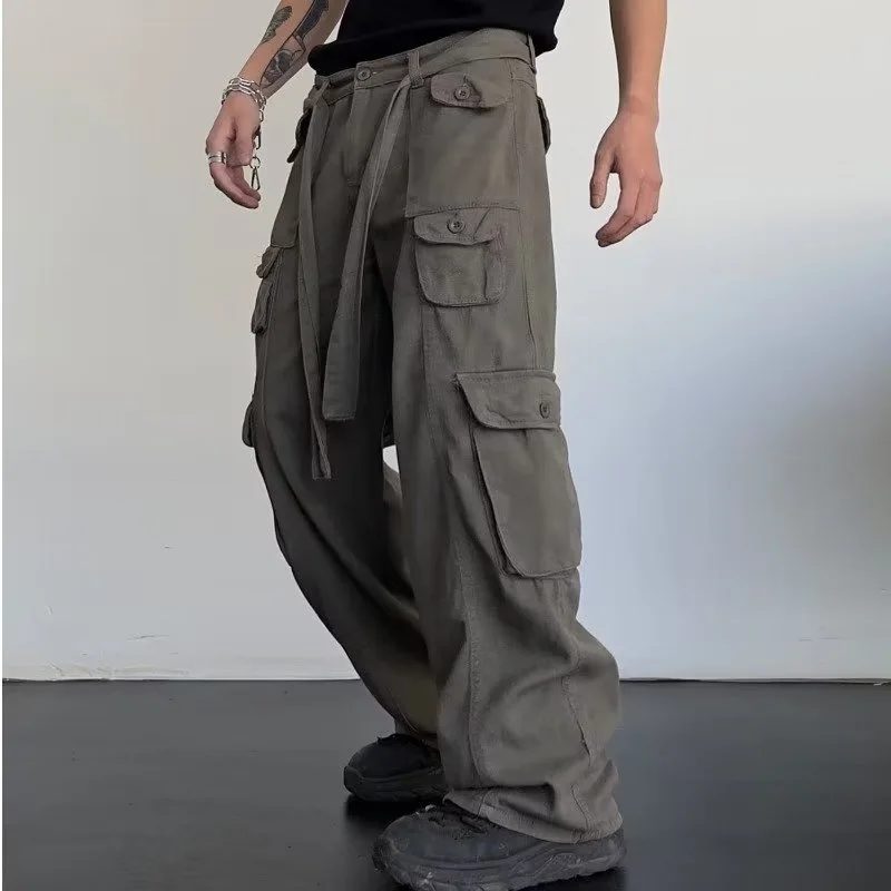 

Multi-pocket Overalls Men's High Street Fashion Brand Retro Hip-hop Ruffian Handsome Straight Casual Pants Fashion