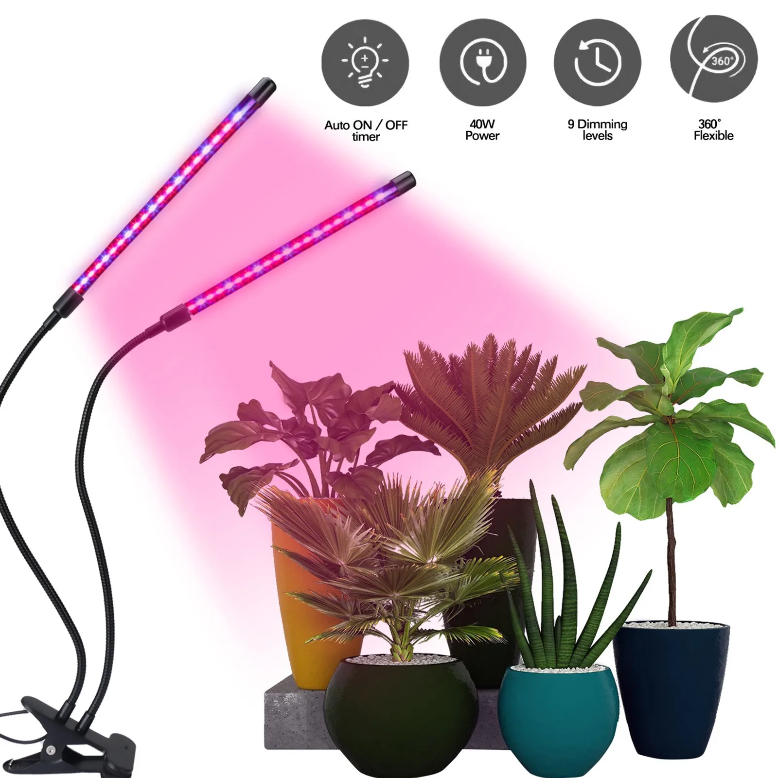 

Succulent Plant LED Black Clip Lamps Strip Lamps 2-Head Growing Patio Lawn & Garden Crystal Light Packets Fruit Punch