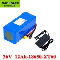 varicore 36v 12ah 18650 li ion battery pack balance car motorcycle electric car bicycle scooter with bms 42v 2a charger