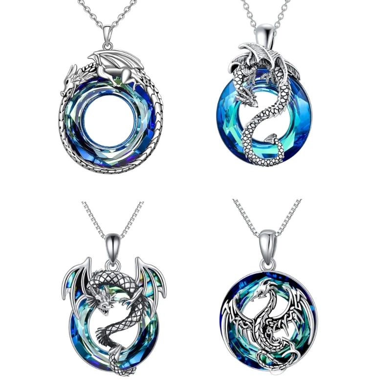 

Fashion Dragon Wing Necklace Fashion Crystal Dragon Clavicle Chain Necklace Animal Dragon Amulet Necklace Present