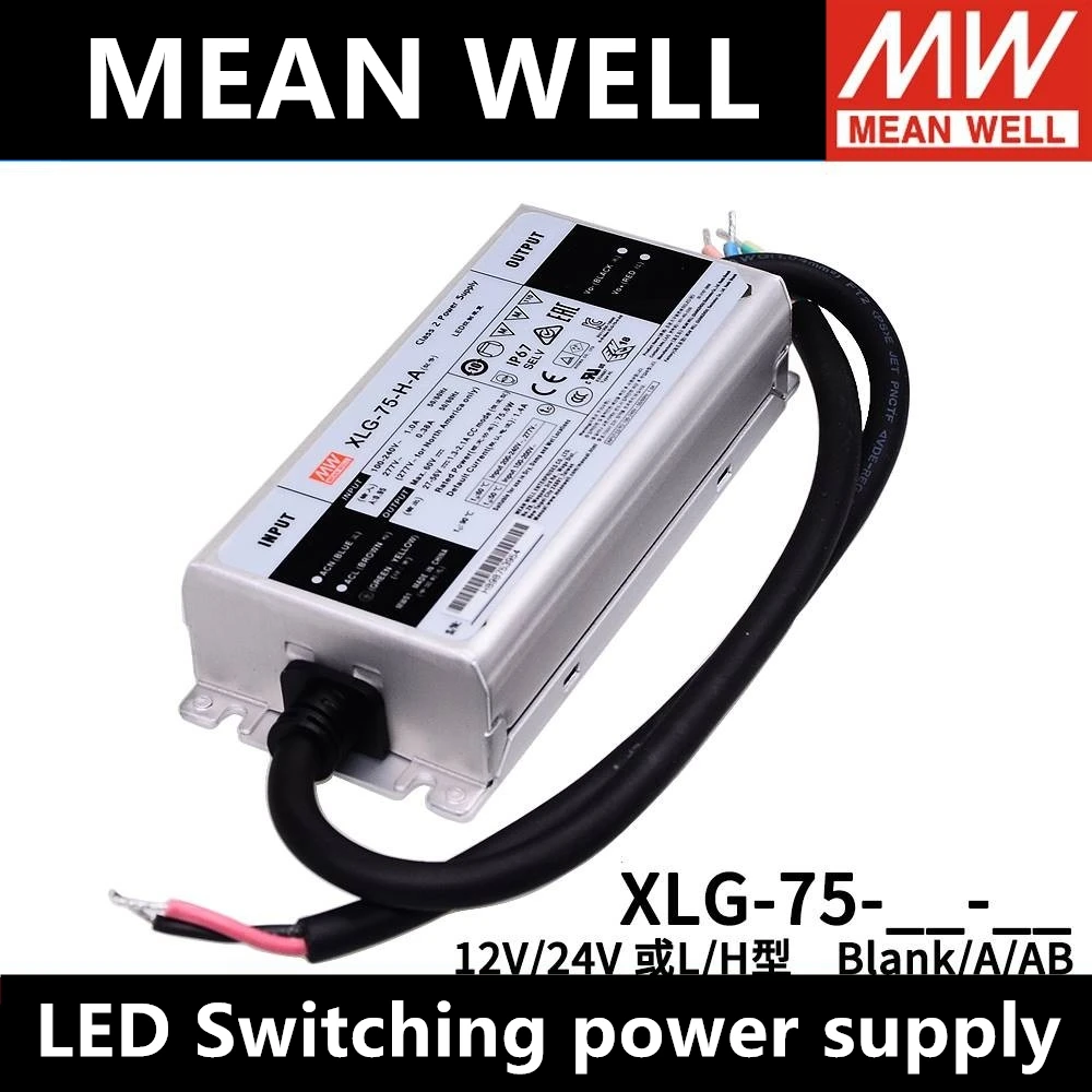 

Mean Well XLG-75-12/24-A/AB IP67 Metal Case Street/Skyscraper lighting meanwell XLG-75-H/L-A/AB 75W LED Driver
