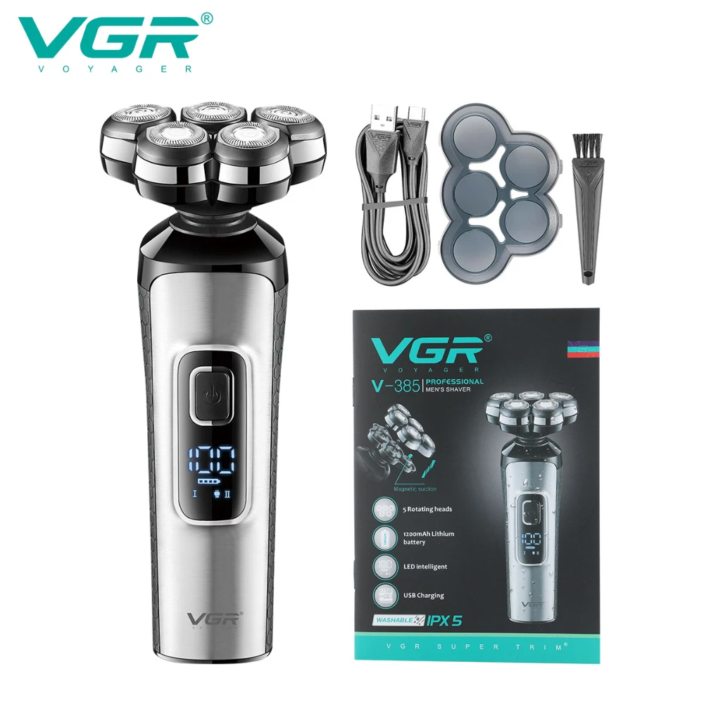 

VGR электробритва мужская триммер для мужчин бритва аккумуляторная Триммер для волос Электрический бритва Профессиональный Триммер для бороды Водонепроницаемый Бритва Плавающий Цифровой дисплей Триммер для мужчин V-385