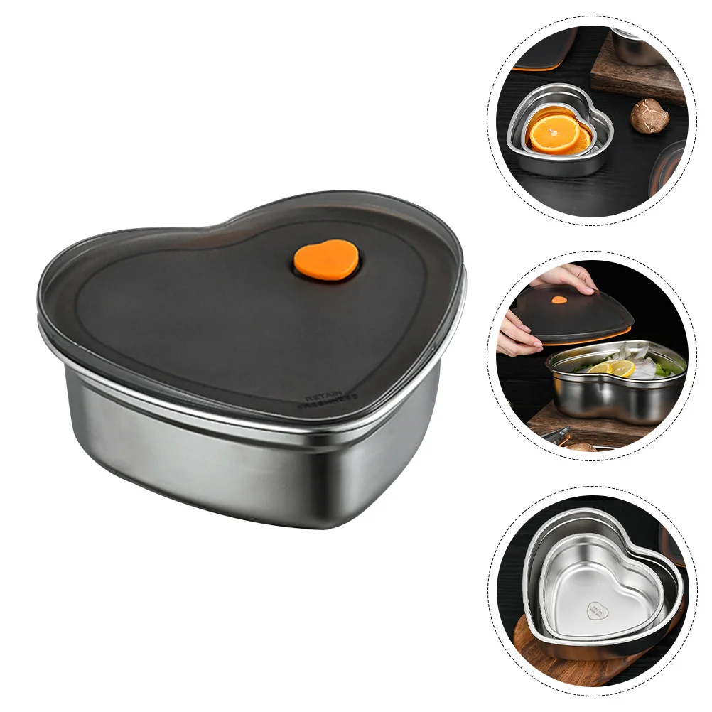 

Box Lunch Containersbento Meal Prep Stainless Steel Container Heart Freezer Portable Lidsfresh Metal Keeping Boxes Storage