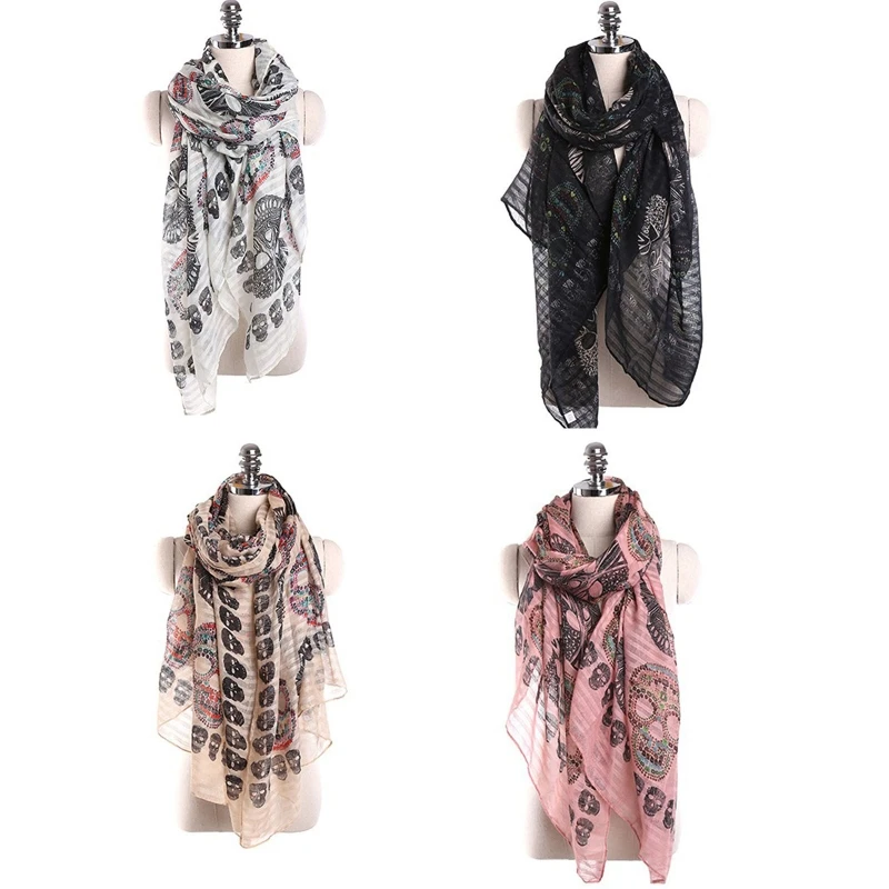 

Tudung Hijab Skull Pattern Voile Scarf Muslim New Fashion Hijab Summer Scarf