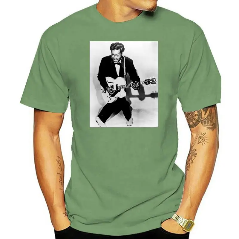 Chuck Berry Guitar B&ampW Legend Rock And Roll Retro Vintage Hipster Unisex T Shirt Top Christmas Gifts Tee