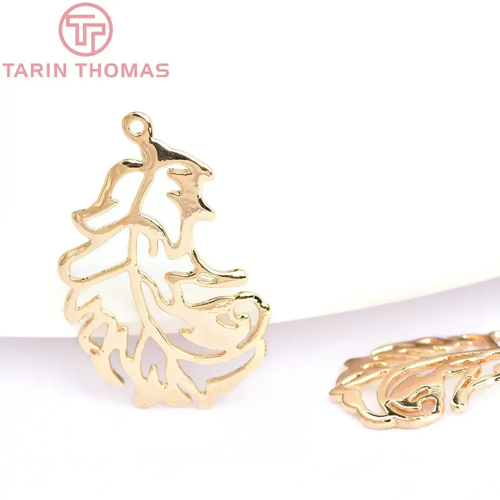 (276) 10 шт. 13 5x22 5 мм 24-каратного золотого цвета латунные листья подвески высокое