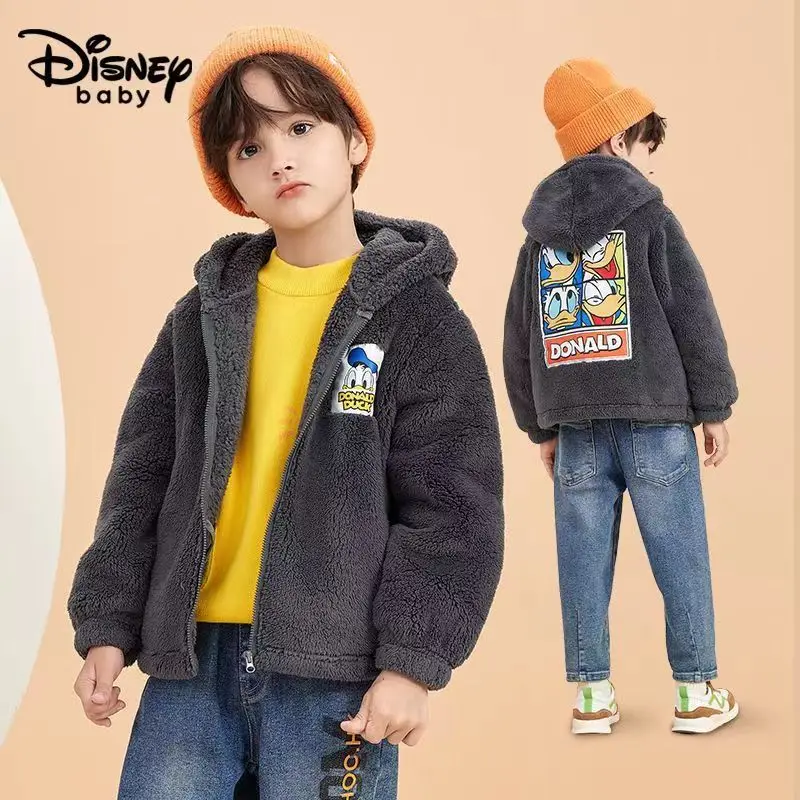 

Детская одежда Disney 2022, зимнее пальто для маленьких мальчиков с Микки Маусом, человек-пауком, мультяшное пальто, детская плюшевая утепленная ...