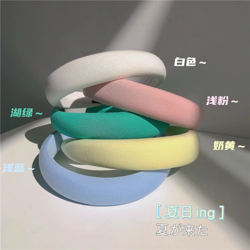 

Super comfortable material Macaron sponge wide edge hair hoop height girl versatile out headband accessories for women designer