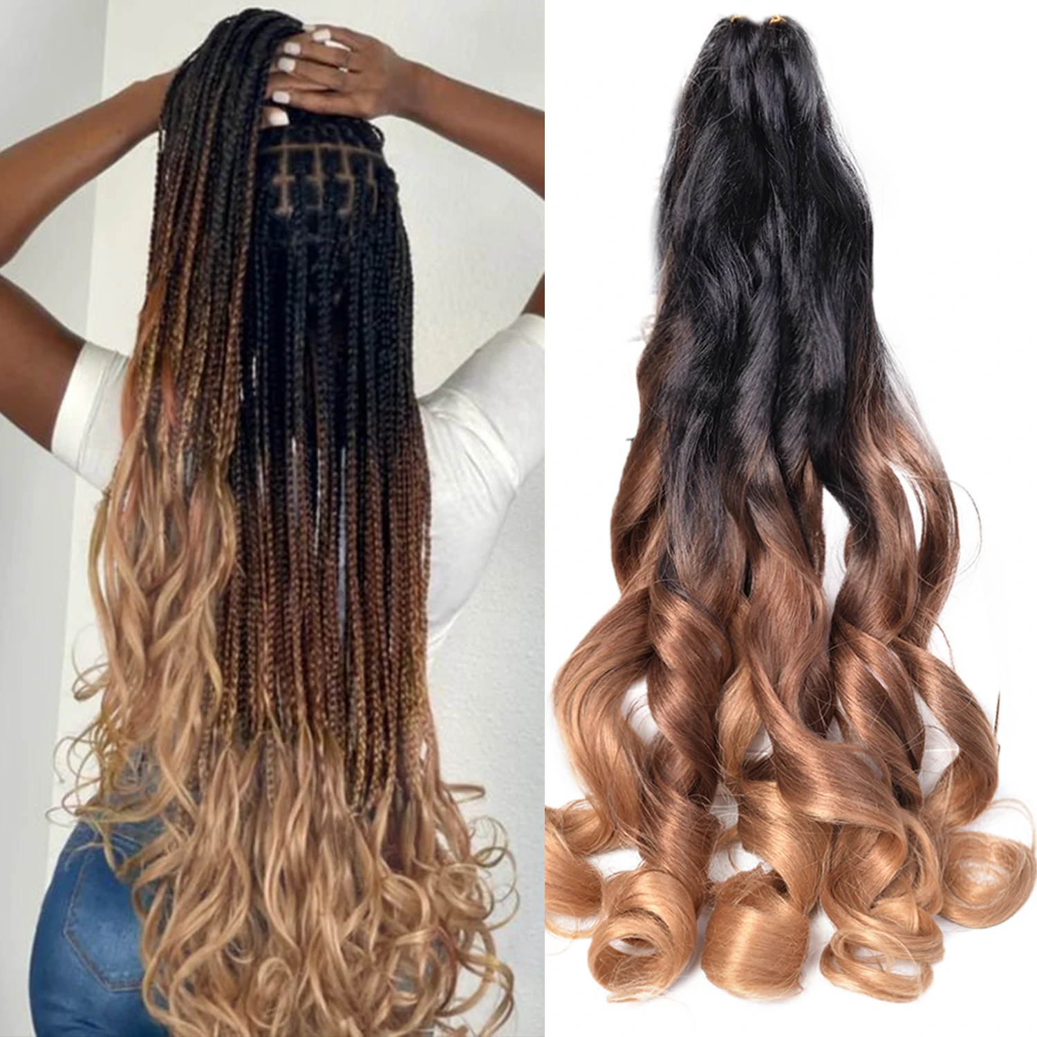 

French Curls Extensions Synthetic Braiding Hair Crochet Braids Spiral Curly Loose Wave Pre Stretched Hair 22 Inch for Afro Women