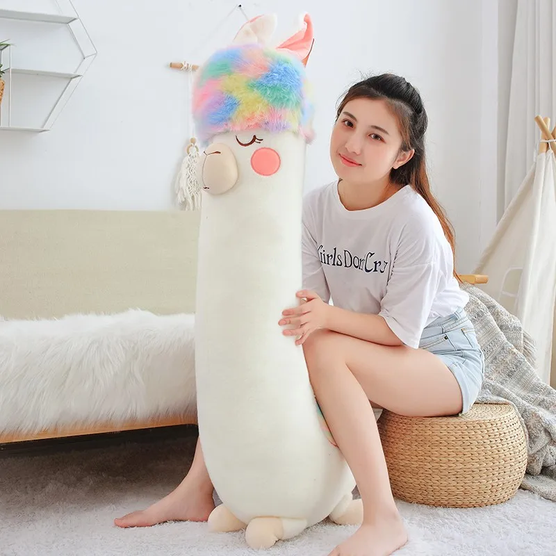 

Nice70-130CM Giant Creative Colorful Alpaca Stuffed Animals Doll Long Plush Alpaca Cushion Toy Soft Christmas Gifts For Children