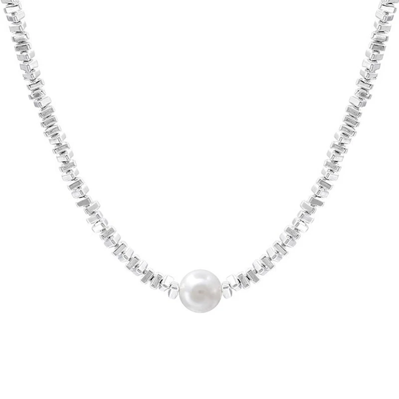 Ожерелье с подвеской из сломанного серебра и жемчуга цепочка опалом блестящее