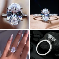 2022 new arrival luxury oval silver ring ladies wedding engagement finger jewelry unique personalized premium lady gift