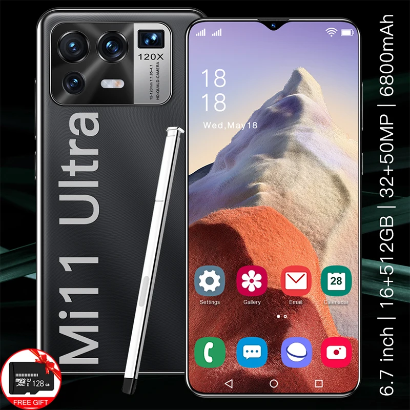 mi11 ultra 6 7 inch smartphone 16512g 6800mah 3250mp face unlocked 5g original android phone full screen mobile phone 2021 free global shipping