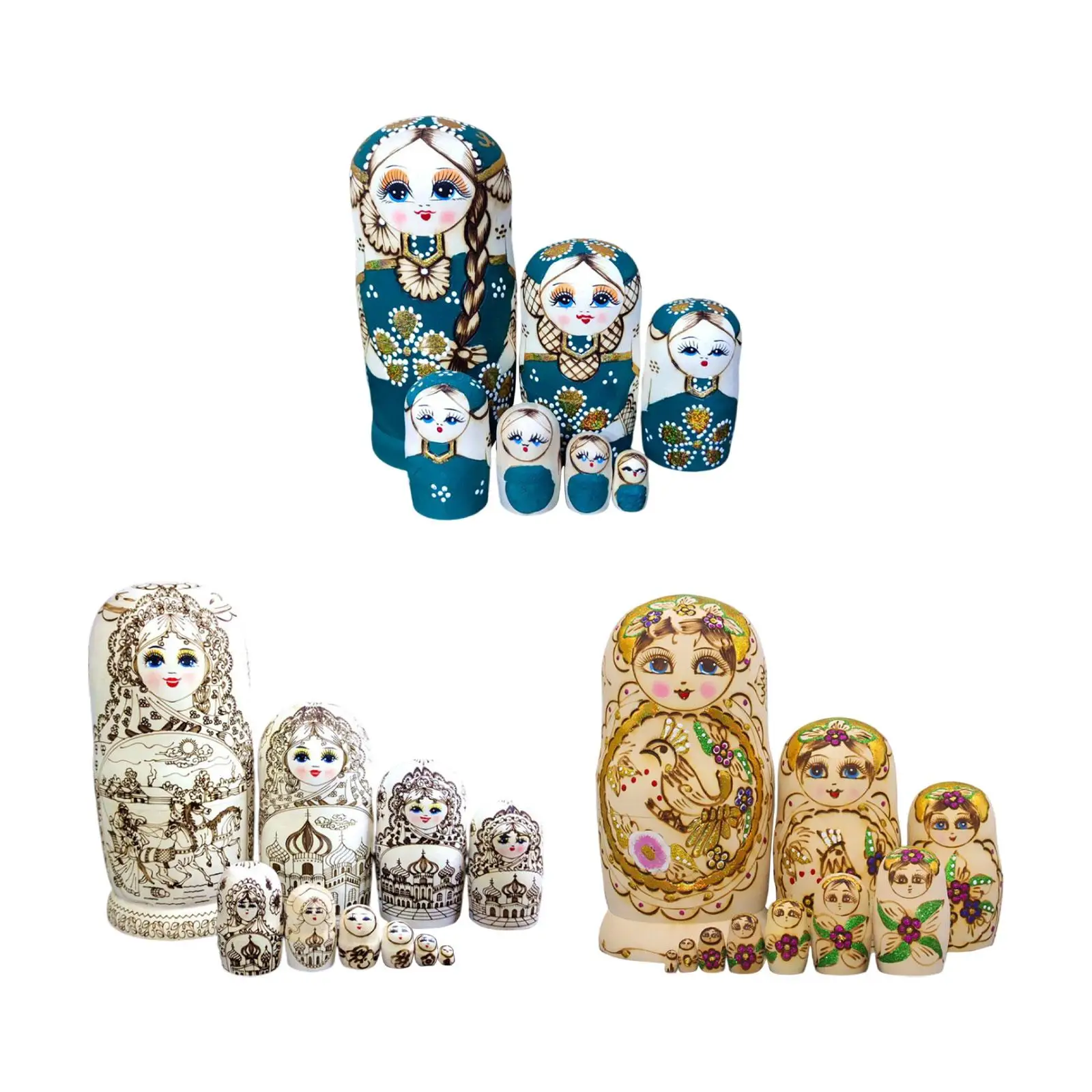

Russian Nesting Doll Collectible Traditional Ornament Nesting Wishing Dolls Stackable for Office Home Easter Table Birthday Gift