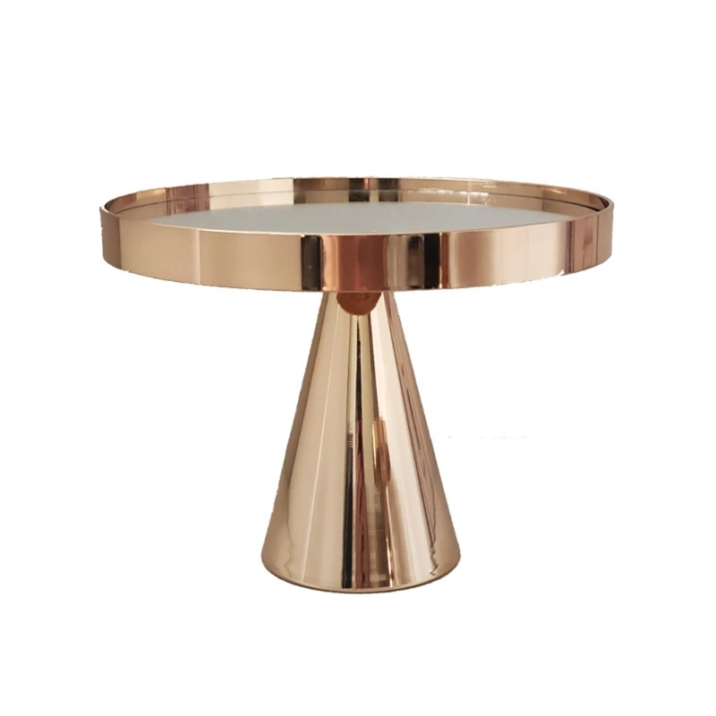 

Round Cake Stand Metal Display Cupcake Stands Cake Stand Mirror Top Macaron Stand Gold for Wedding Party Durable Gift