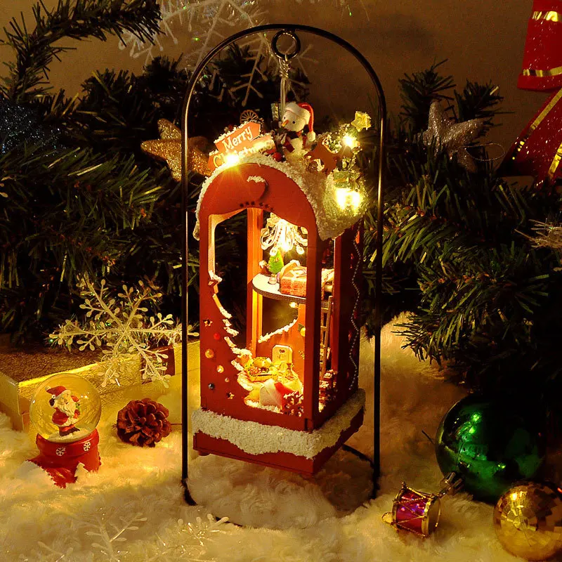 

Merry Christmas Wooden DIY Dollhouse Mini Snow Christmas Loft Furnished Miniature Doll House For Kids Christmas Gift Surprise
