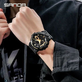 SANDA Sport Military Wrist Watch Men G Style LDE Digital Quartz Dual Display Watch Army Time Waterproof Watch Relogio Masculino Other Image