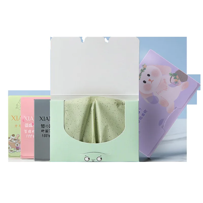 100pcs/pack Green Tea Face Absorbent Oil Control Paper Wipes Removal Absorbing Sheet Matcha Oily Blotting |