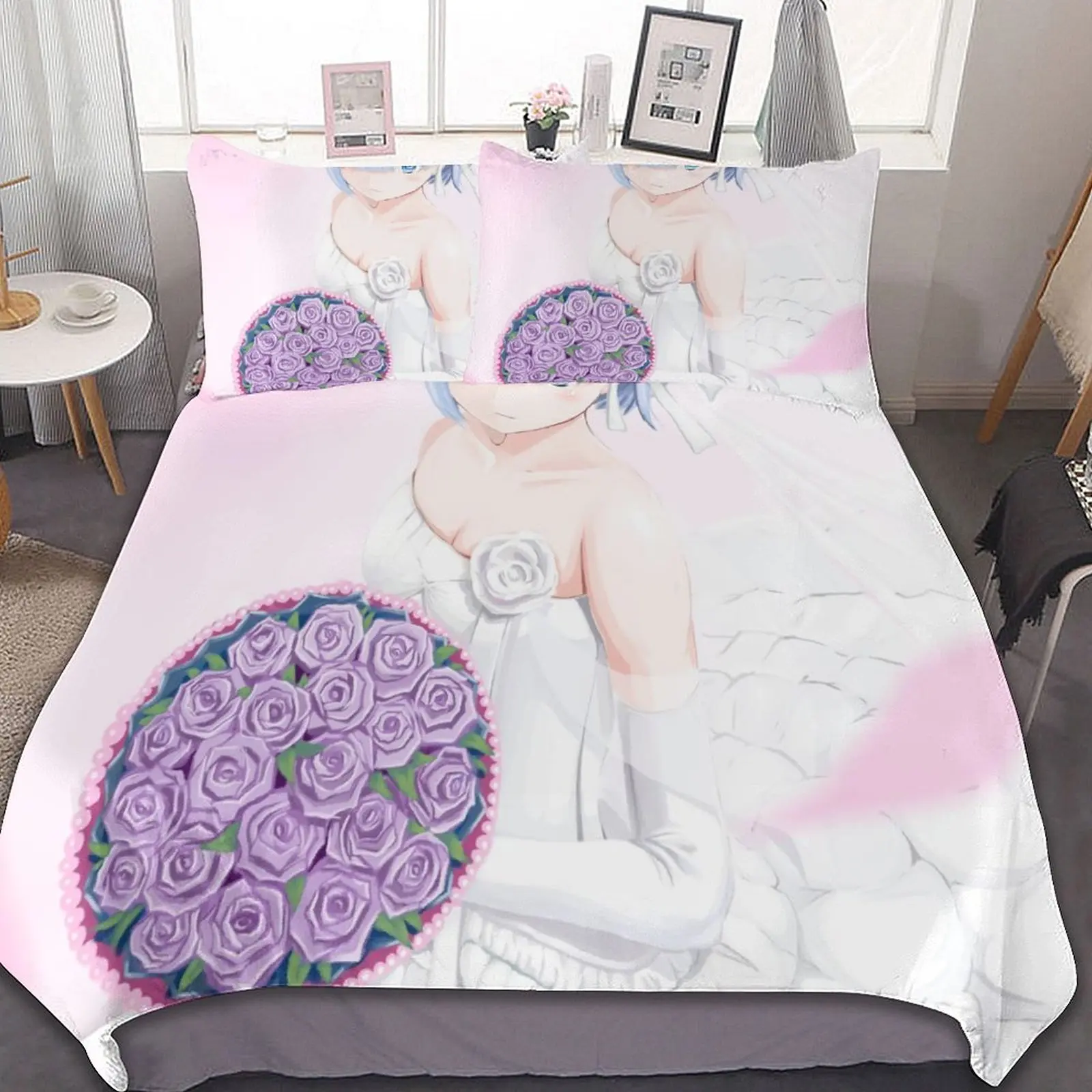 Комплект постельного белья из 3 предметов (1 пододеяльник + 2 подушки) аниме Re-ZERO-start