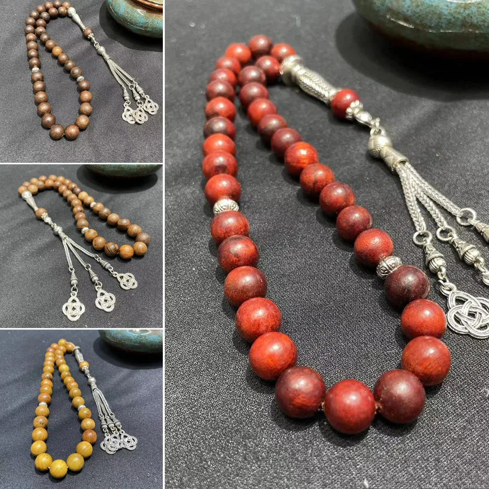 

Натуральные деревянные бусины 10 мм, зеркальные бусины, 33 деревянные четки, бусины для медитации, исламская религия, аксессуары