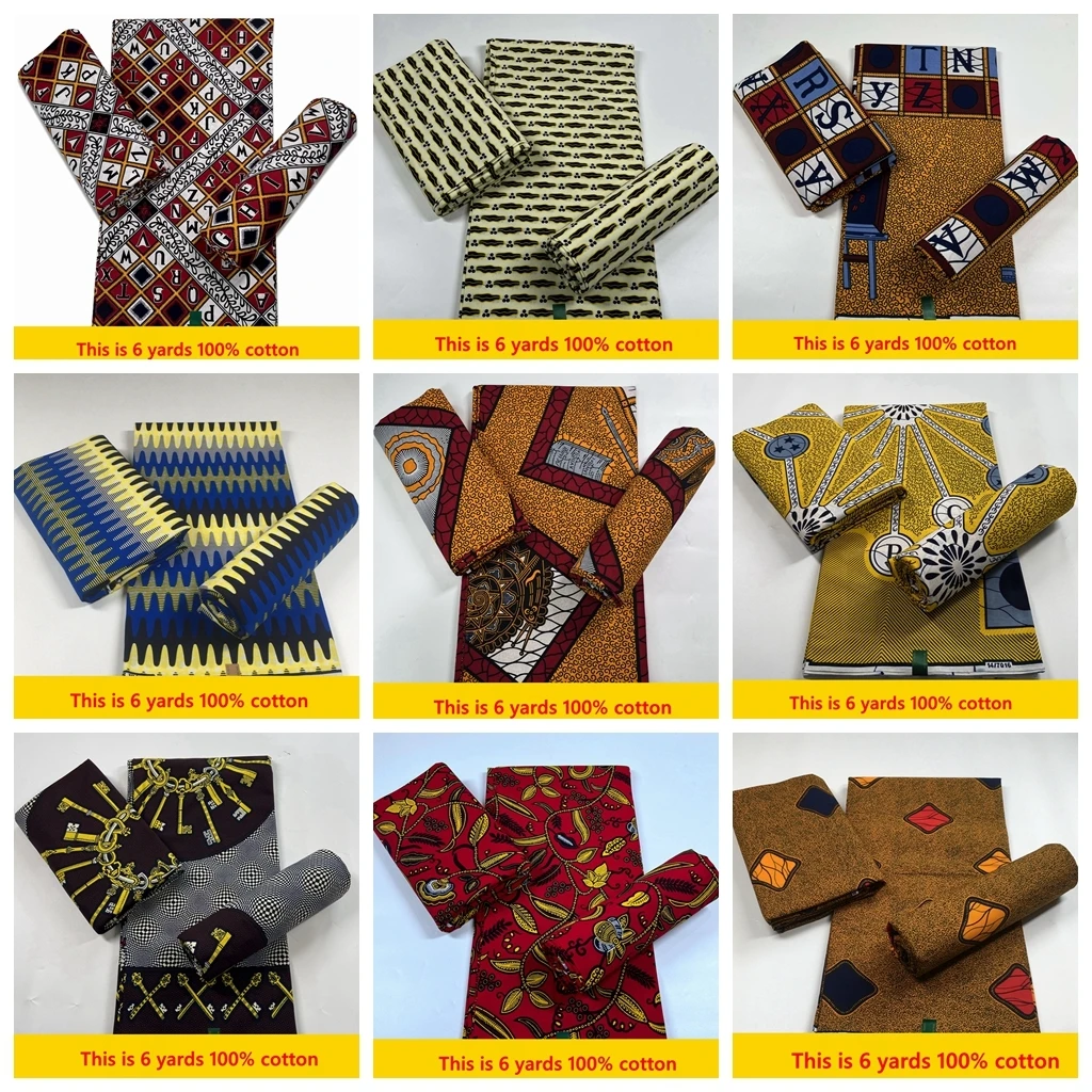 

2022 high quality ankara fabric african real wax print cotton 100% tissus wax africain for sewing material 6yard