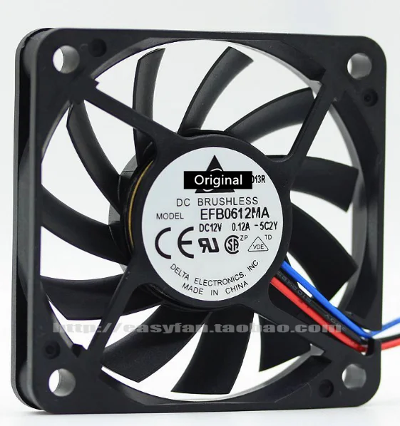 Оригинальный новый 100% рабочий ультратонкий охлаждающий вентилятор EFB0612MA 6010 60 мм 60*60*10 мм