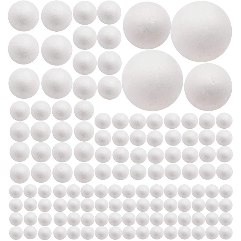 

130 Pack Craft Foam Balls, 7 Sizes Including 1-4 Inch, Polystyrene Smooth Round Balls, Foam Balls For Arts And Crafts