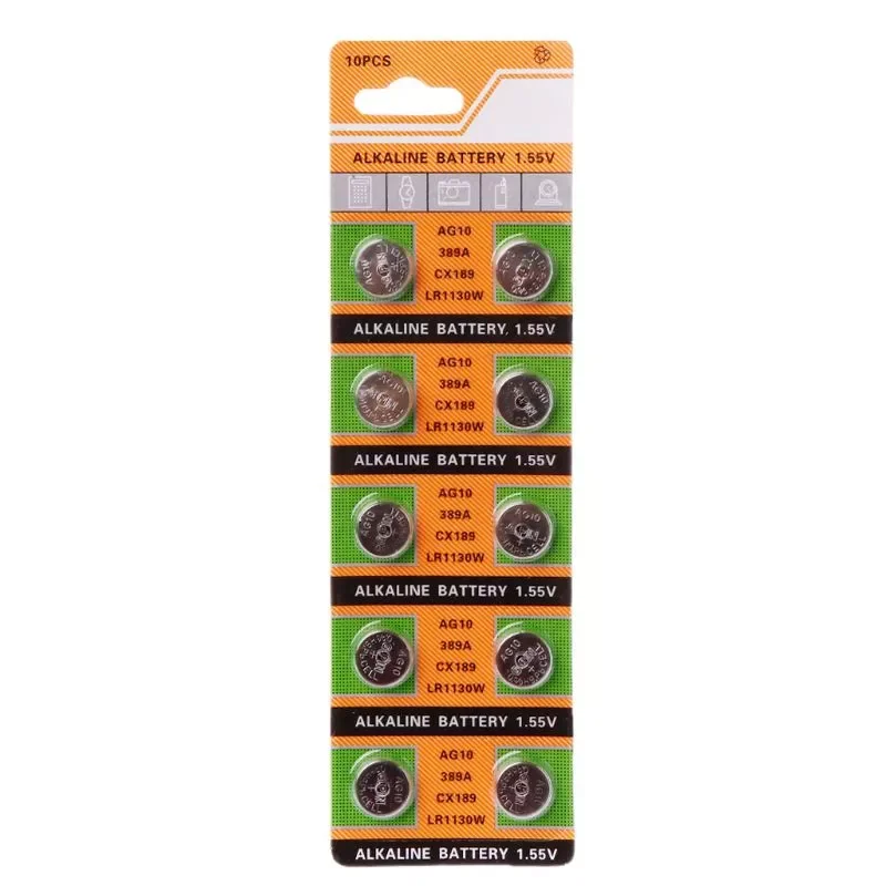 

10PCS Button Coin Cell Battery AG10 1.5V Watch Batteries SR54 389 189 LR1130 SR1130 Toys Control Remote