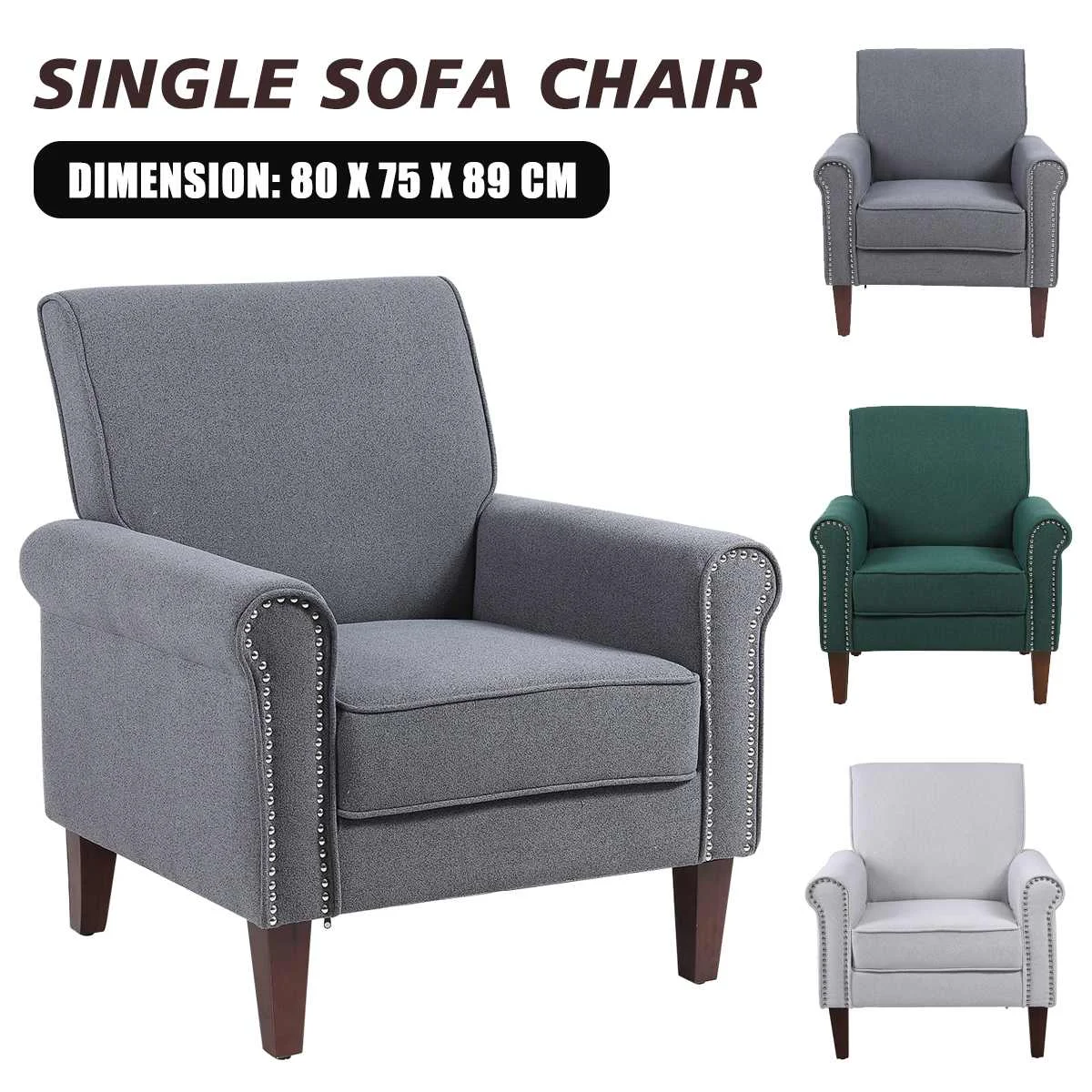 

Nordic Lazy Sofa Solid Wood Single-Seat Sofa Chair Small Apartment Simple Balcony Leisure Chair Bedroom Small Sofa