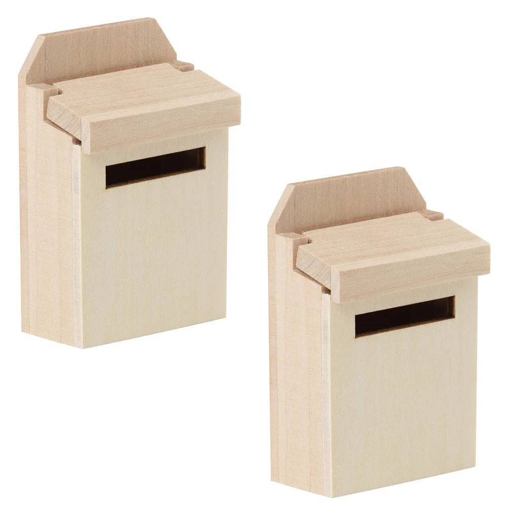 

2 Pcs Retro Decor Mini Mailbox House Letter Decoration Miniature Toy 7X4.5CM Delicate Furniture Model Wooden Small
