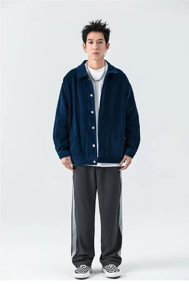 

CAVEMPT CE Japanese Style Popular Corduroy Jacket Lapel Single Breasting Lovers Male Female Loose Coat