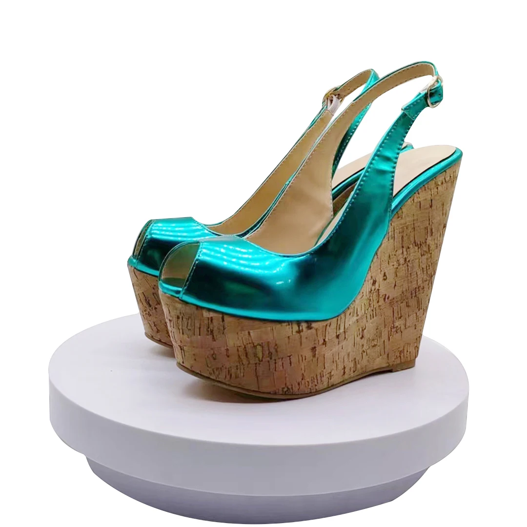 

SHOFOO shoes Sexy women's high heeled sandals. About 15 cm heel height. Summer women's shoes. Wedges heeled sandals Fashion Show
