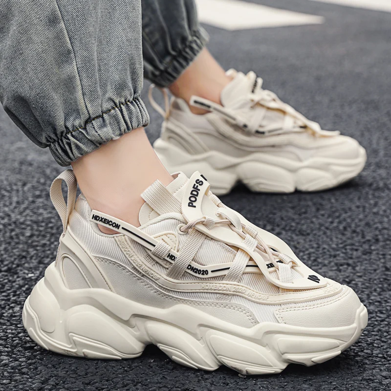 

Simple and Versatile Solid Color Thick-soled Women's Casual Daddy Shoes Thick-soled Men's Shoes Fashion Couple Small White Shoes