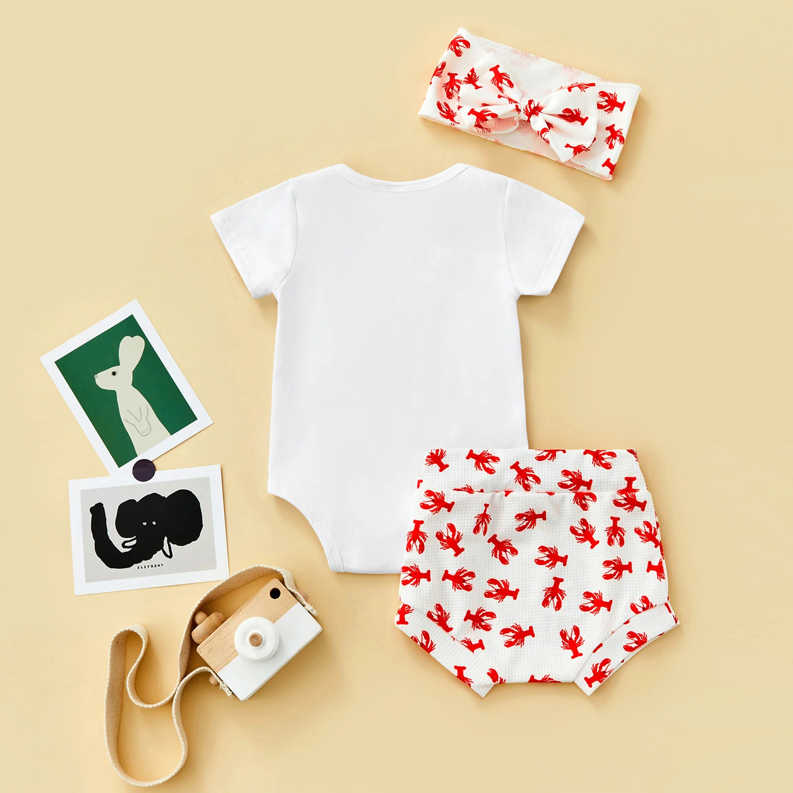 Милая детская одежда с надписью раков комбинезон короткими рукавами шорты