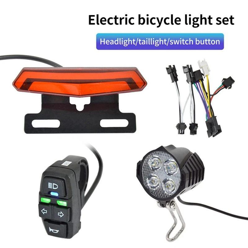

24-48V Multifunctional E-Bike Headlight Turn Signal Rear Light With Switch S M Plug Forebike Accessories