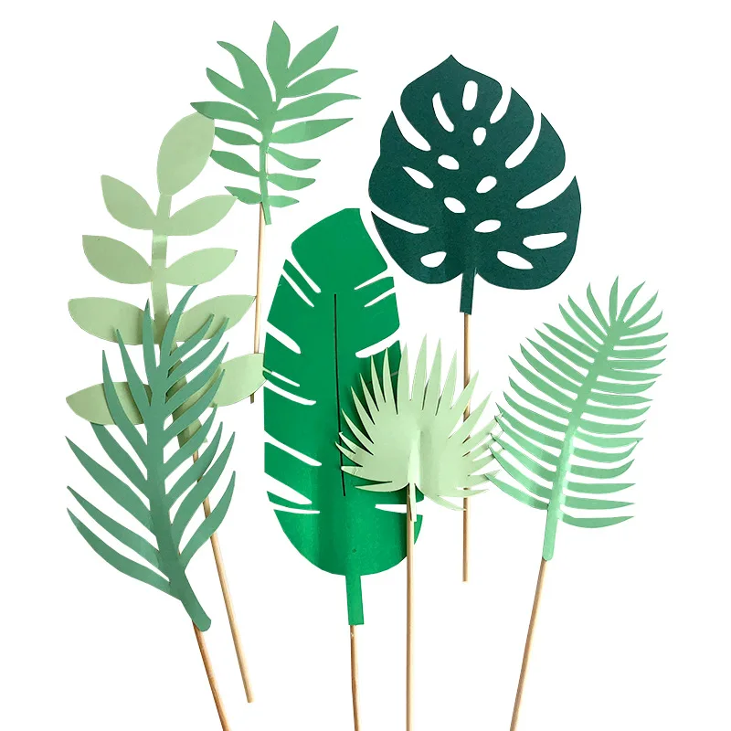 

Блестящий топпер с тропическими листьями, топпер для торта с пальмовым листом, топпер для торта для джунглей, декор для дня рождения, сафари, декор для детского душа