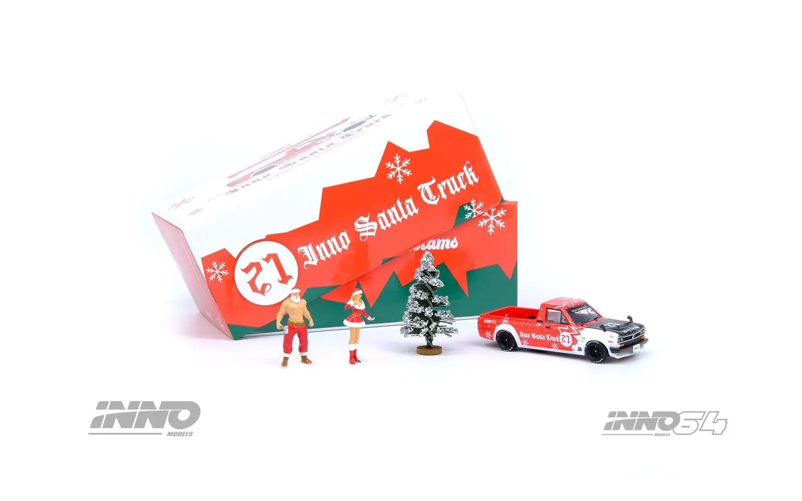 

1:64 Inno Sunny "Hakotora" Pickup Truck -- 2021 Christmas Santa Xmas Diecast Model Car Collection Limited Edition Hobby Toys